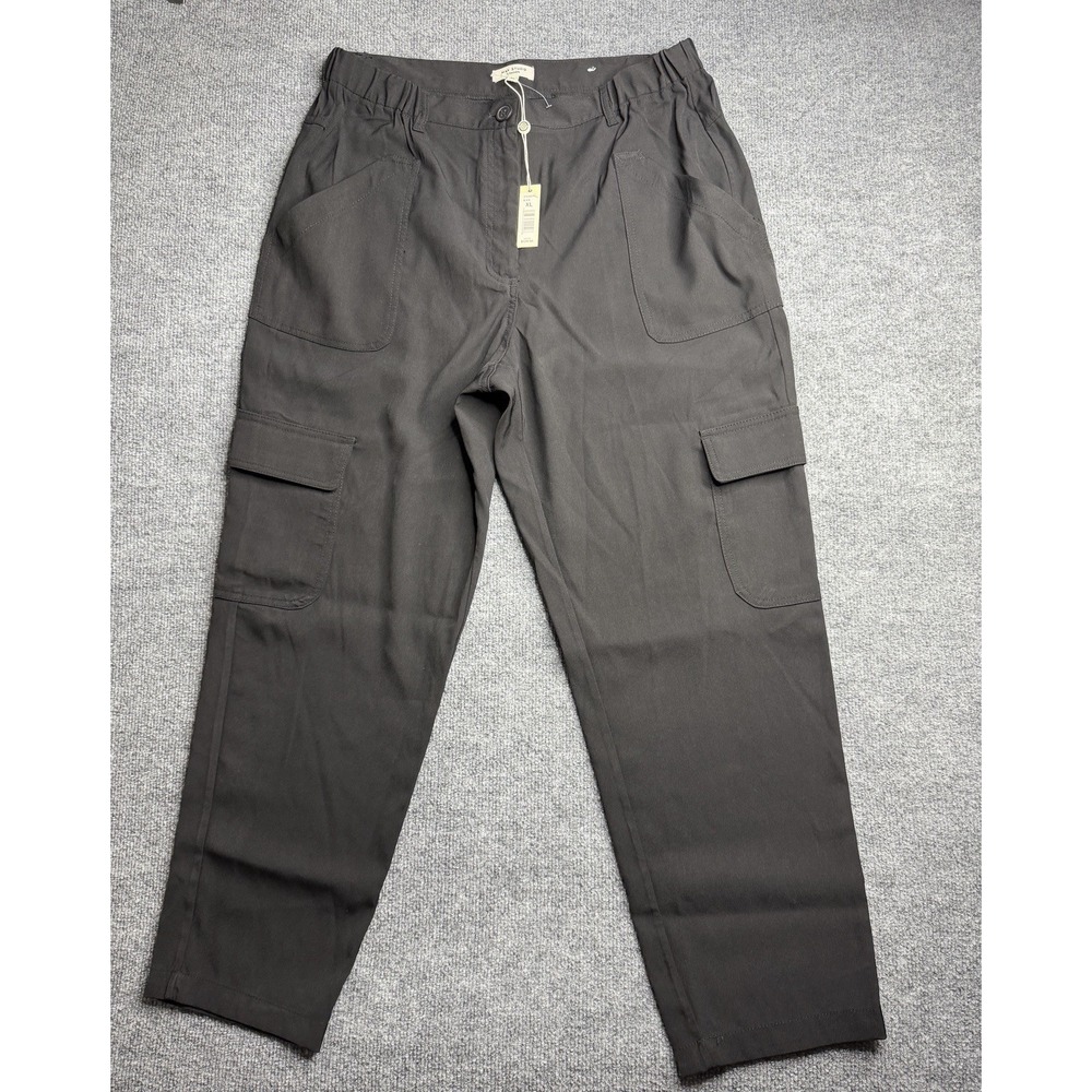 Max Studio Flowy Wide Leg Cargo Relaxed Fit Trouser Pants Tapered HemTab Size XL